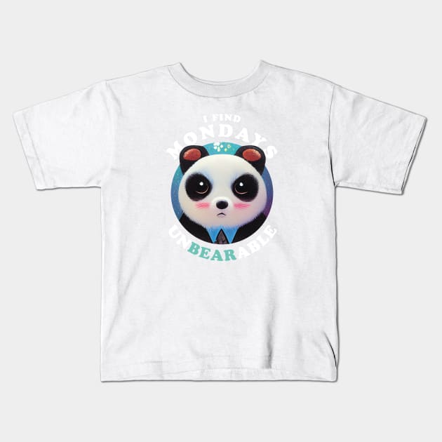 Corporate Panda Finds Mondays Unbearable | Funny pun Quote Kids T-Shirt by TMBTM